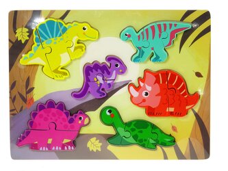 Puzzle dřevěné, dinosauři; 30x22,5x0,5cm,,