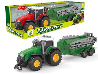 Traktor s přívěsem, světlo, zvuk; 30,5x9,5x8,5cm,