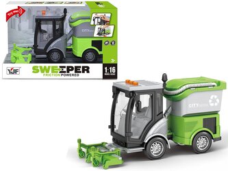 Úklidové auto 1:16, pohon kol, světlo, zvuk; 30x18,5x11,5cm,