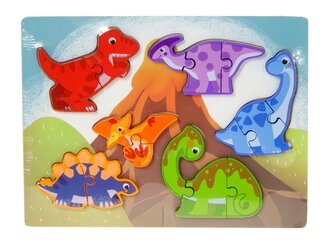 Puzzle dřevěné, dinosauři; 30x22,5x0,5cm,,