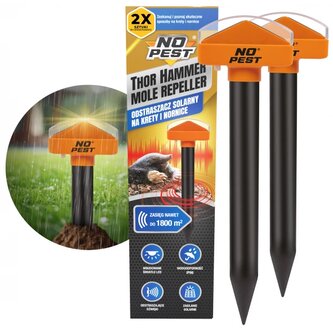 NO Pest Solární odpuzovač krtků a hrabošů 1800 m² Thor Hammer - 2 ks