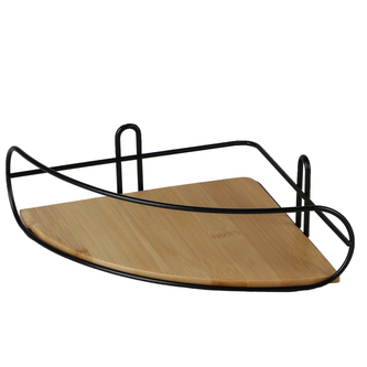 DOCHTMANN Rohová polička kov, bambus černá 20x20x7cm