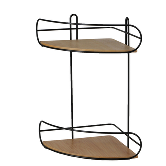 DOCHTMANN Rohová polička 2 patra - kov, bambus černá 20x20x33cm