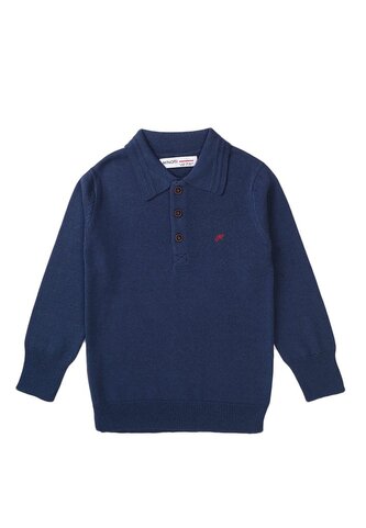 Tričko chlapecké Polo s dlouhým rukávem, Minoti, Retro 1, modrá - 116/122