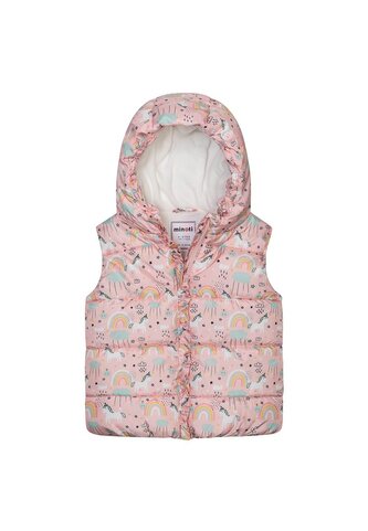 Vesta dívčí nylonová Puffa podšitá microfleecem, Minoti, 12GILET 15, růžová - 86/92