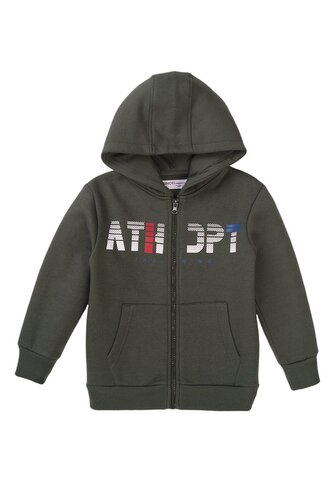 Mikina chlapecká s kapucí, Minoti, 7BZTHRU 6, khaki - 146/152