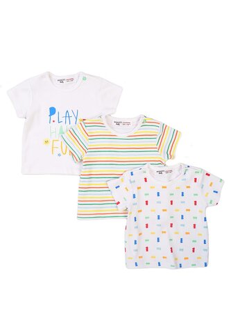 Tričko kojenecké s krátkým rukávem 3pack, Minoti, Smiling 4, bílá - 74/80