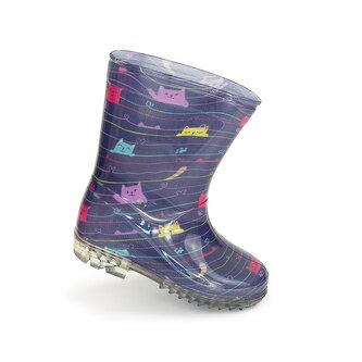 dívčí holínky PVC - potisk kočičky, Pidilidi, PL0041-04,  modrá - 31