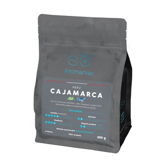 Káva Aromaniac Peru Cajamarca (bez kofeinu, bio) - zrnková, 250 g