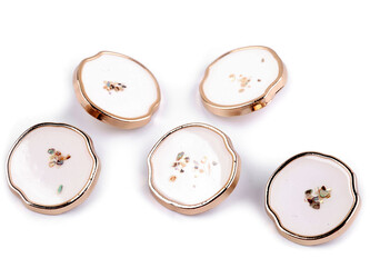 Kovový knoflík AB perleť v pryskyřici velikost 24"; 32"; 36" - 20 ks - 3 (36") bílá zlatá