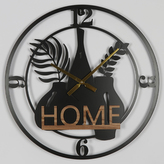 Hodiny nástěnné - "HOME", kov a MDF, černé, 60 cm