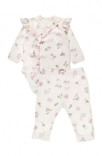 Zavinovací body + legíny, 2D sada, Botanika, bílá/růžová; 56 (1-2m)