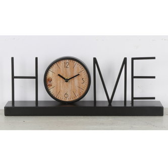 Hodiny stolní - slovo "HOME", kov, ciferník v písmenu "O"