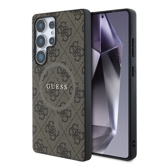 Guess PU Leather 4G Colored Ring MagSafe Zadní Kryt pro Samsung Galaxy S25 Ultra Brown