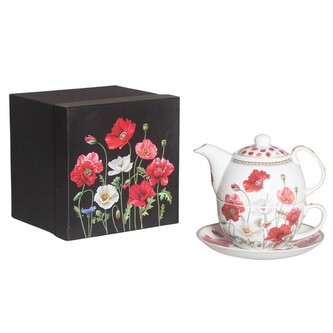 HOME ELEMENTS Souprava na čaj 3 ks, Máky bílé