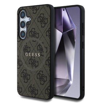 Guess PU Leather 4G Colored Ring MagSafe Zadní Kryt pro Samsung Galaxy S25 Brown