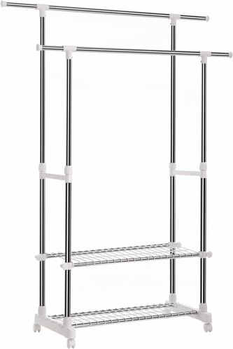 Songmics Věšák na oblečení, s botníkem, bílý