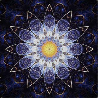 Diamantový obrázek 7D - Modrá se žlutým středem 30x30cm