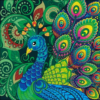 Diamantový obrázek 7D - Páv 30 x 30 cm