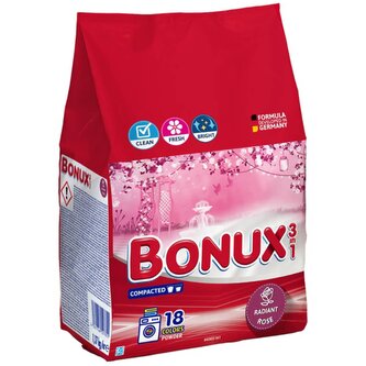 Bonux Washing Powder Radiant Rose, prací prášek na barevné prádlo, 18 praní 1.17 kg