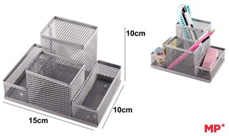 Organizer na biurko metalowy 15,5x10cm srebrny PA903PL, Main Paper