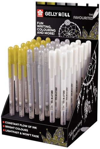 Długopisy Gelly Roll Gelly Roll Metallic: Gold, Silver, White display 36szt., Sakura
