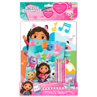Zestaw do kolorowania 2 książeczki i 4 kredki Gabbys Dollhouse, Kids