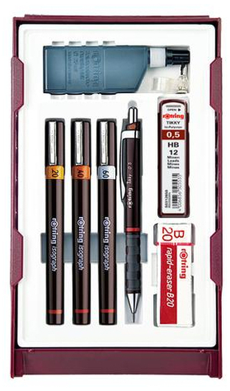 Tuszografy Isograph kpl.College Combi 0.2+0.4+0,6mm, Rotring