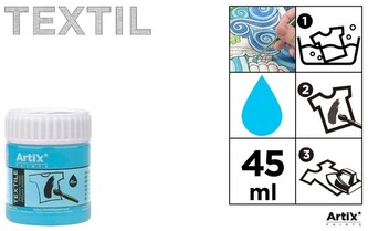 Farba do tkanin 45ml lazurowa Artix PP651-16, Main Paper