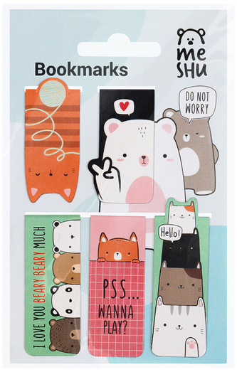 Zakładki magnetyczne do książek "Beary Beary", 5szt., Meshu