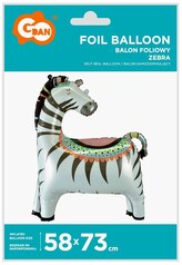 Balon foliowy Zebra, 58x73 cm, GoDan