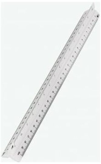 Linijka skalówka trójkątna 30 cm plastik. nr 33 Geodeta, Leniar