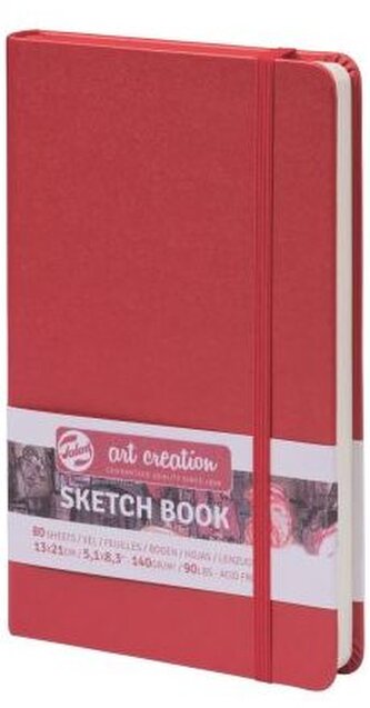 Szkicownik 13x21 cm 140g 80k. opr. twarda z gumką czerw. ArtCreation, Talens