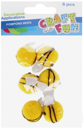 Pompony Pszczółka op. 6 szt., 3 cm., Craft With Fun
