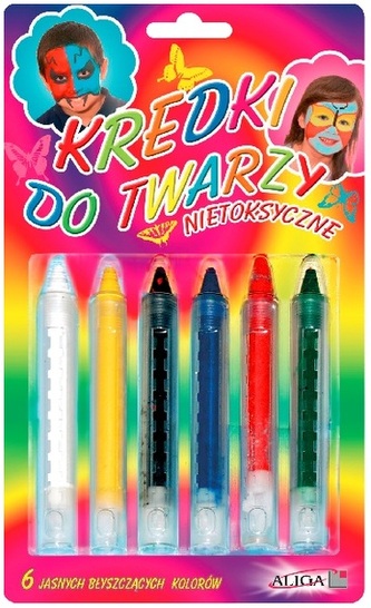 Kredki do twarzy metalic wysuw. 6-kol, FP-6R, Aliga