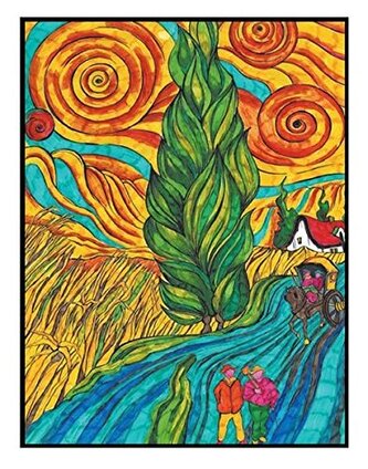 Kolorowanka welwetowa Van Gogh - Droga z cyprysami 47 x 35 cm, Colorvelvet