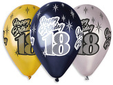 Balony premium "Happy Birtday 18" metaliczne op. 6szt., GoDan