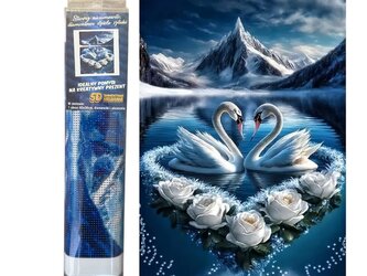 Diamantové malování  Labutě v srdci  30 x 40 cm