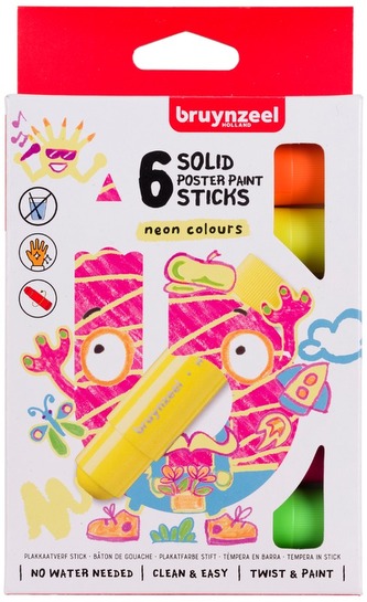 Farba plakatowa w sztyfcie 6-kol. neonowe, Bruynzeel