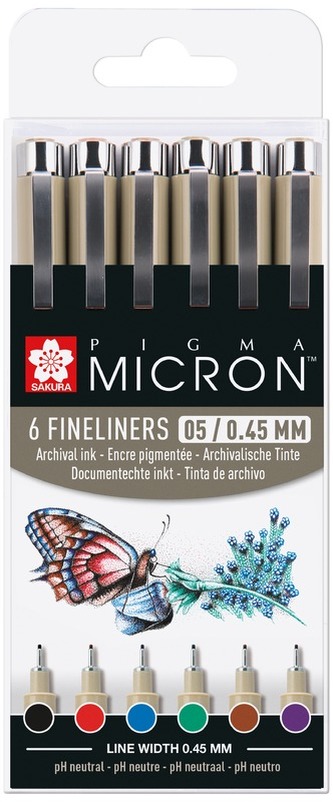 Cienkopisy 6-kol. Pigma Micron 05 kolory podstawowe, Sakura