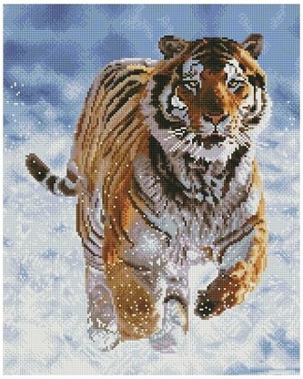 Mozaika diamentowa 40x50 Tygrys w śniegu, iPicasso