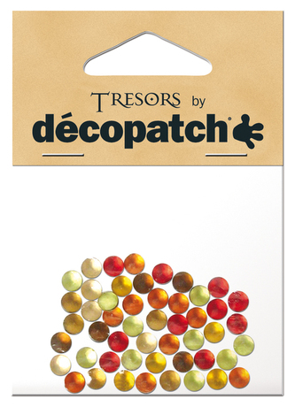 Zestaw 50 szt. okrągłych kryształków zółty/czerwony. BJS107, Decopatch