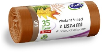 Worki na śmieci 35L z uszami do segregacji odpadów BIO rolka 20 szt., Stella