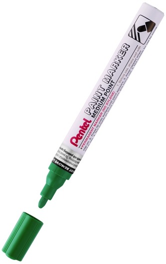 Marker olejowy - okrągła końc. 4,5mm, aluminiowa obudowa, zielony MMP10-D, Pentel
