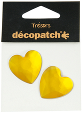 Kryształkowe ozdoby serduszka żółto-pomarańczowe śr.30 mm 2 szt. BJ025 O, Decopatch