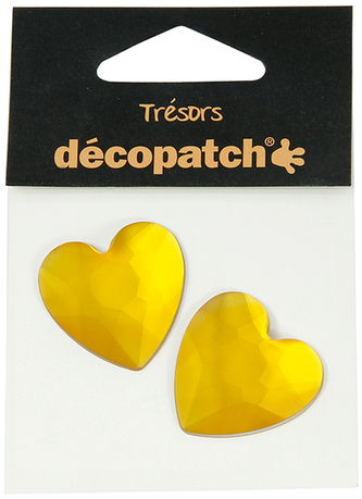 Kryształkowe ozdoby serduszka żółto-pomarańczowe śr.30 mm 2 szt. BJ025 O, Decopatch