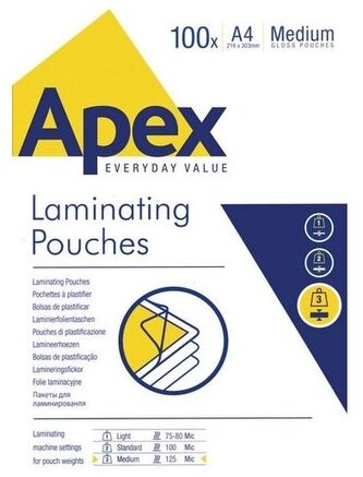 Folia laminacyjna A4 2 x 125 mic. op. 100 szt., Apex