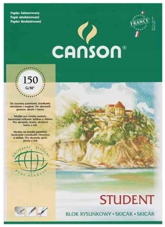 Blok rysunkowy A3 30 k. 150g Student fakturowany, Canson
