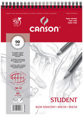 Blok szkicowy A5 50 k. 90g Student na spirali, Canson