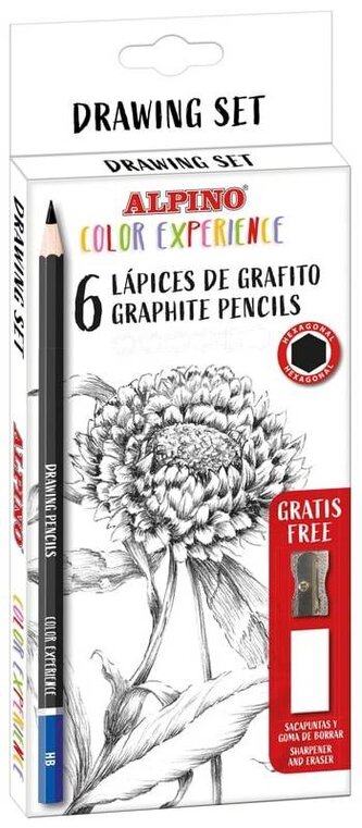 Ołówki do kaligrafii 6szt.+ gumka+temp. Alpino